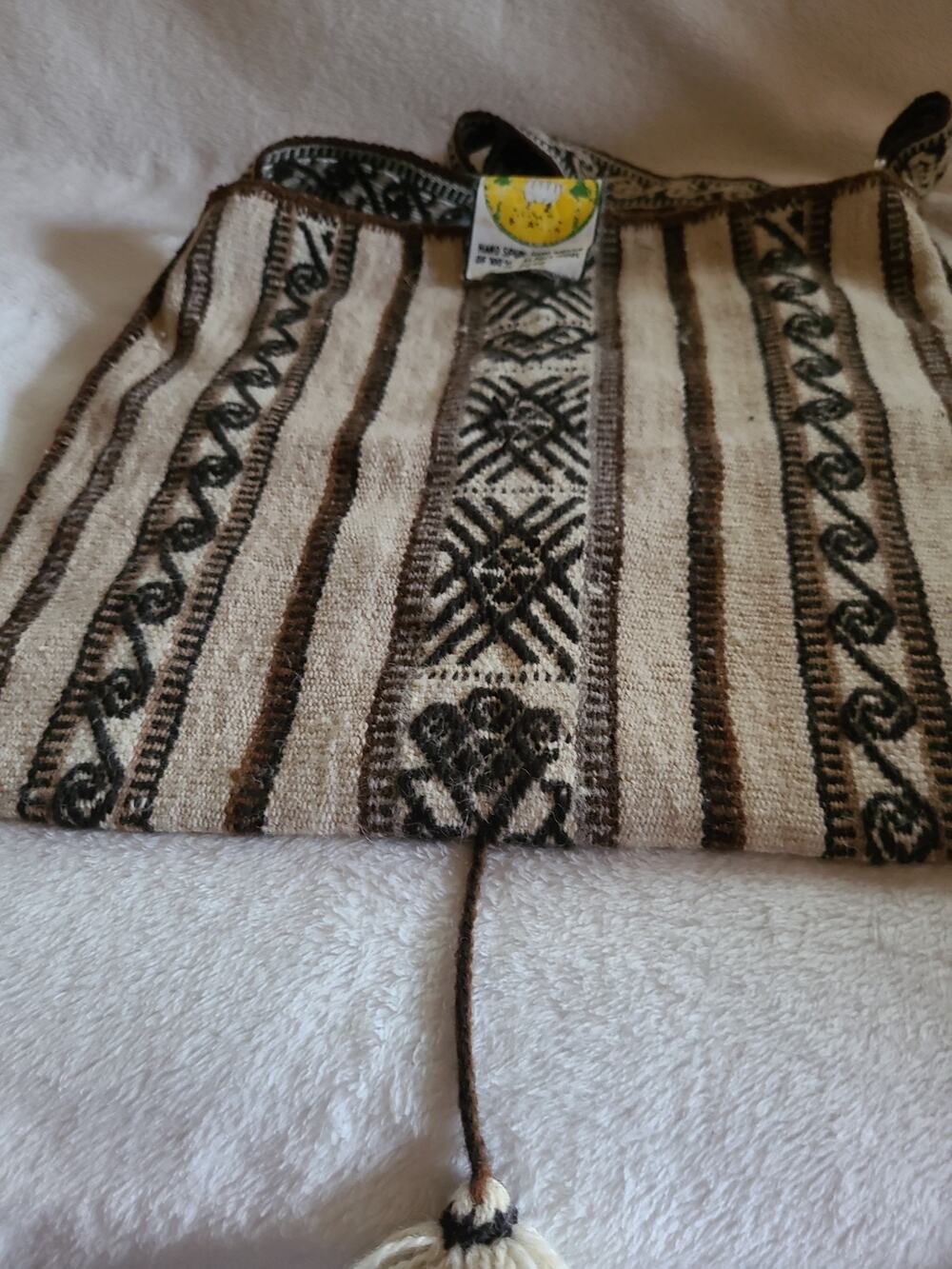 Vintage Peru Alpaca Wool Shoulder Bag Woven Tribal Boho Cooperativa Agraria